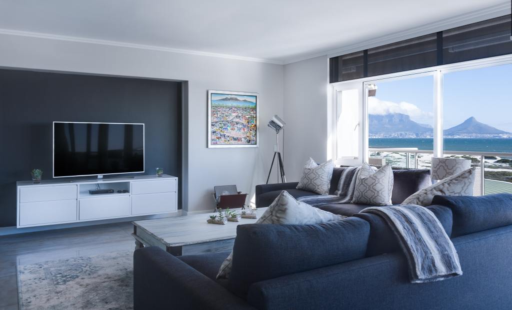 A photo of a modern living room.