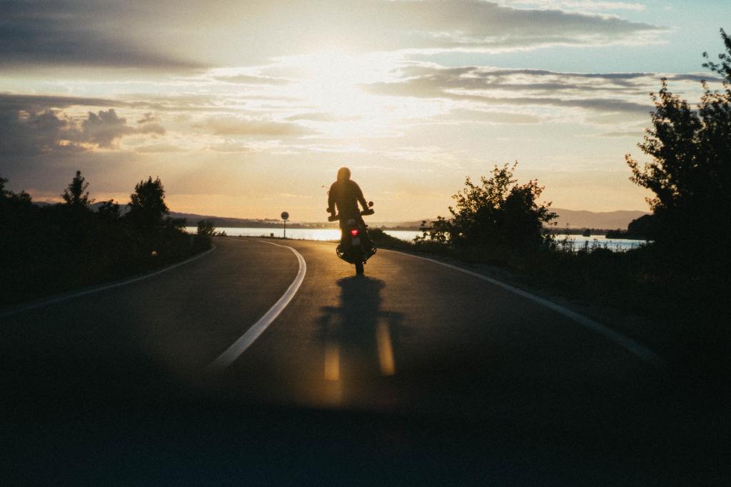 A person riding on a motorcycle.