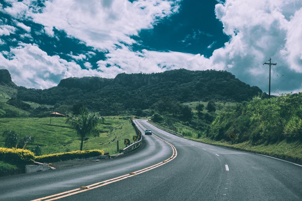 A car driving on a road.